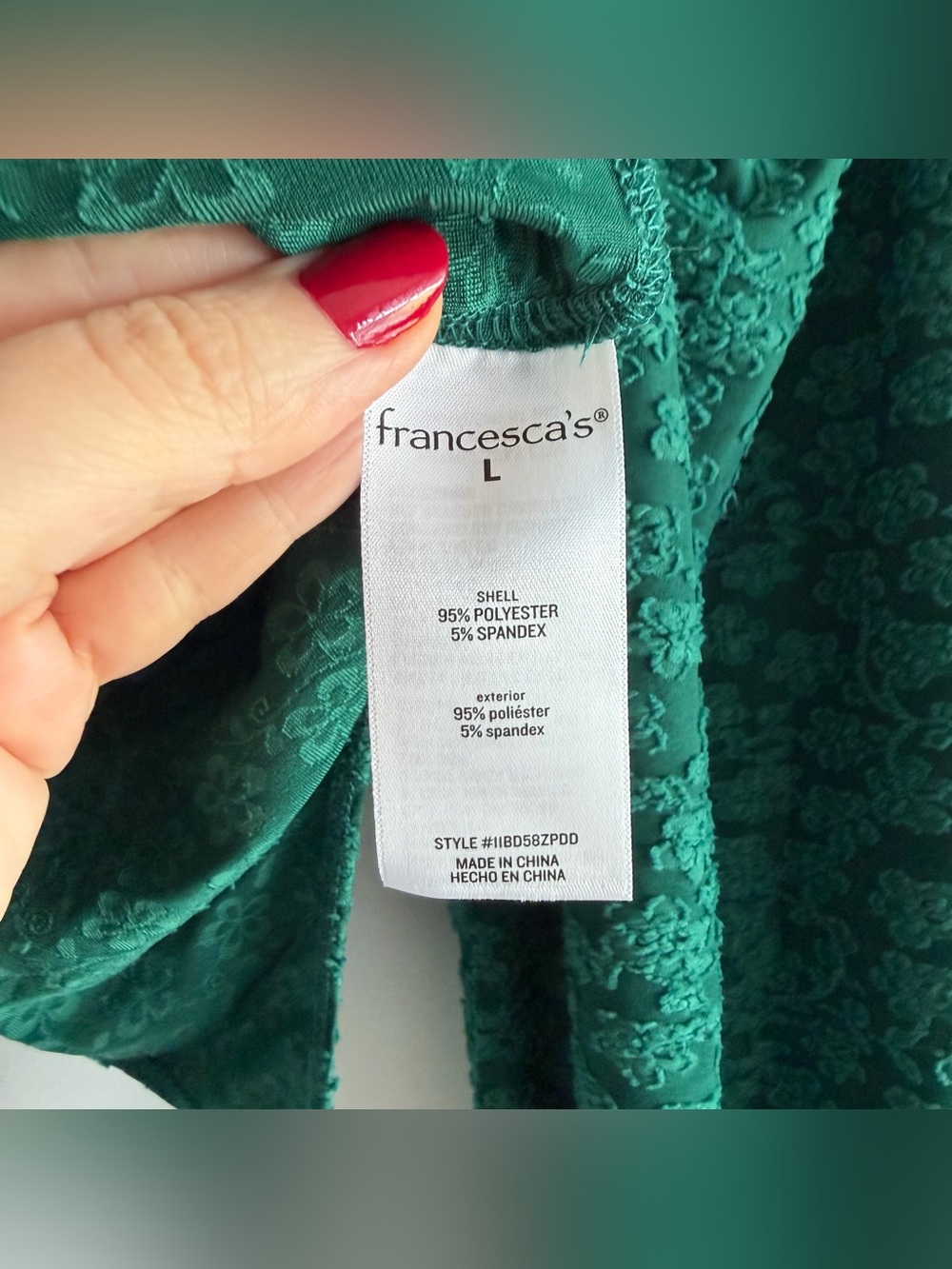 Francesca’s Green Floral Long Sleeve Bodysuit NWT - Picture 8 of 8